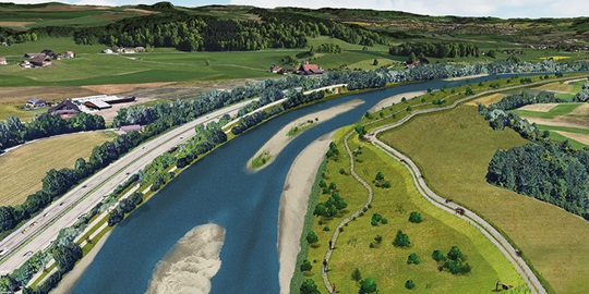 Visualisierung der renaturierten Reuss